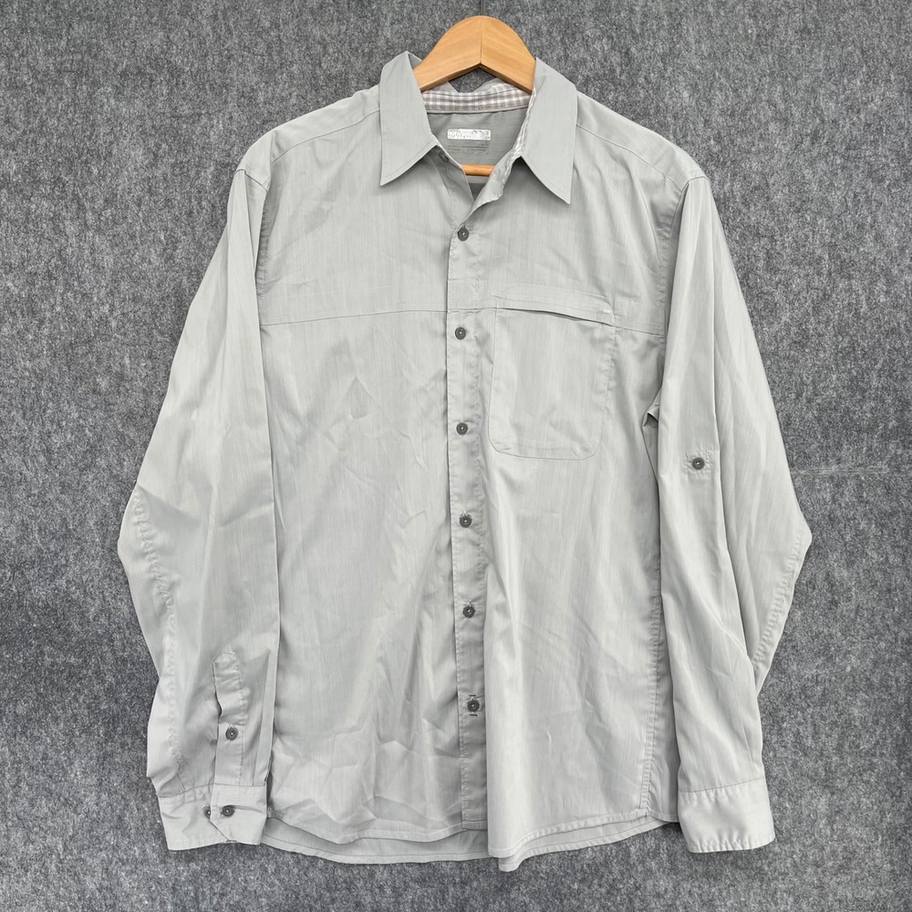 Marmot Shirt Mens Large Gray Long Sleeve Roll Tab Button Down Hiking